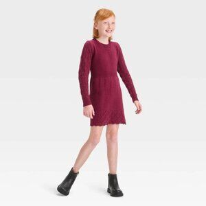 Girls Cat & Jack Burgundy Knit Dress Size S 6-7